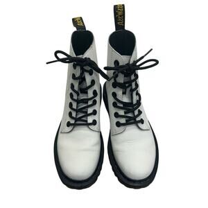 Dr. Martens Luana White Lace-Up Leather Combat Boots
